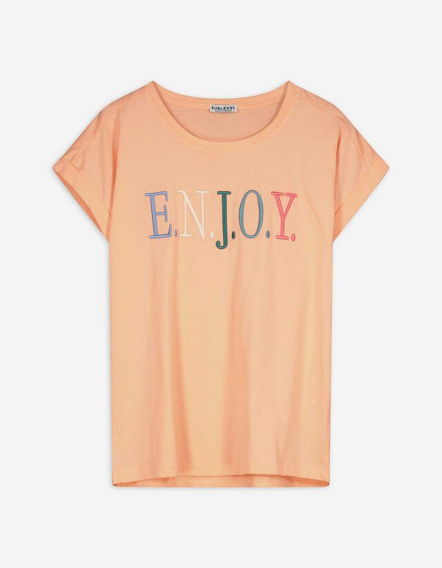 T-Shirt - Stickerei - orange