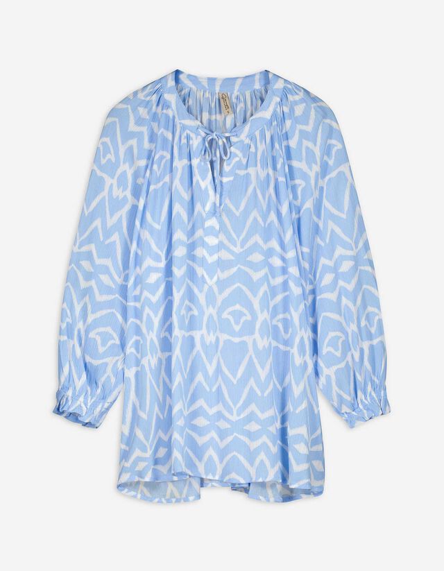 Bluse - Allover-Print - hellblau