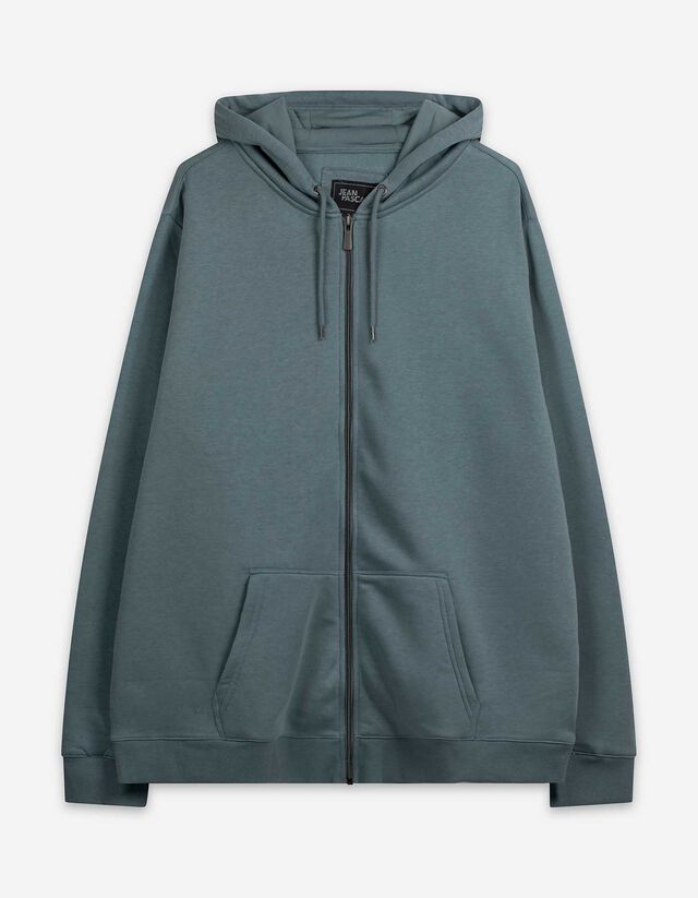 Sweatjacke - Kapuze mit Tunnelzug - t&uuml;rkis