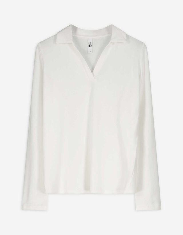 Pololangarmshirt - Polokragen - wei&szlig;