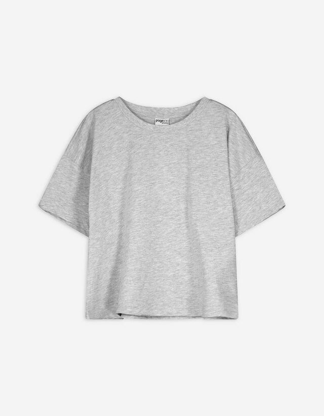 Cropped Shirt - Jersey - grau