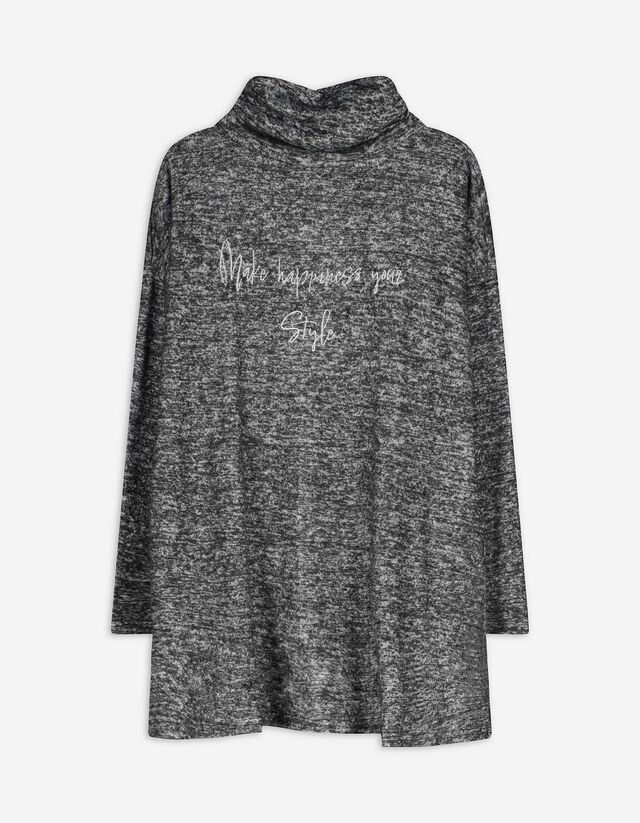 Langarmshirt - Stickerei - schwarz