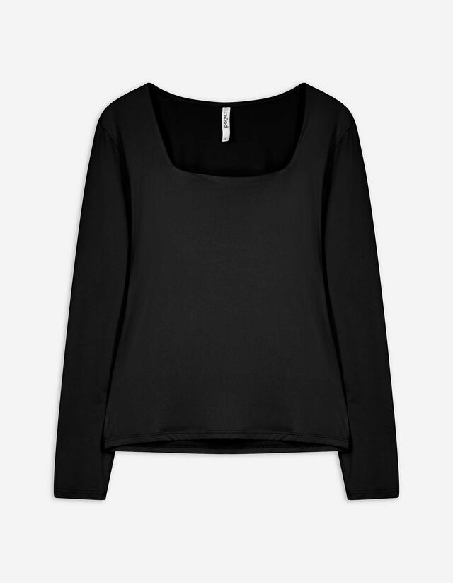 Langarmshirt - Slim Fit - schwarz