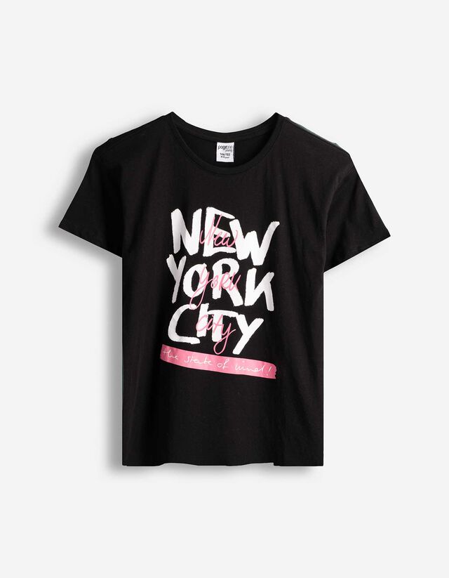 T-Shirt - Frontprint - schwarz