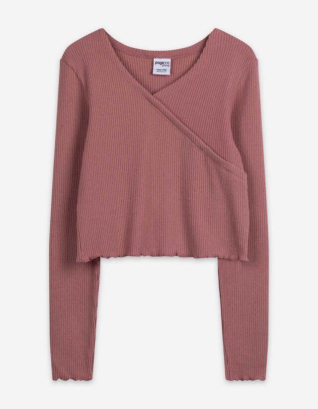 Langarmshirt - Wickeloptik - rosa