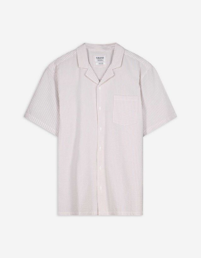 Hemd - Seersucker - hellgrau