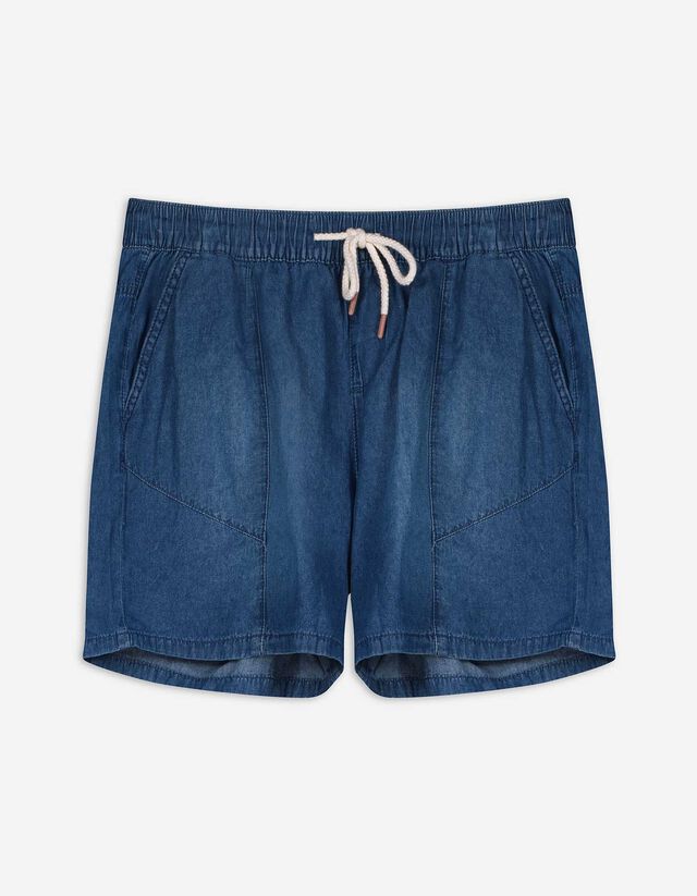 Jeansshorts - Elastischer Bund - blau