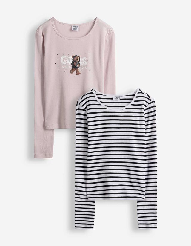 Langarmshirt - 2er-Pack - lila