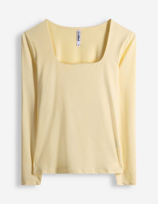 Langarmshirt - Slim Fit - hellgelb