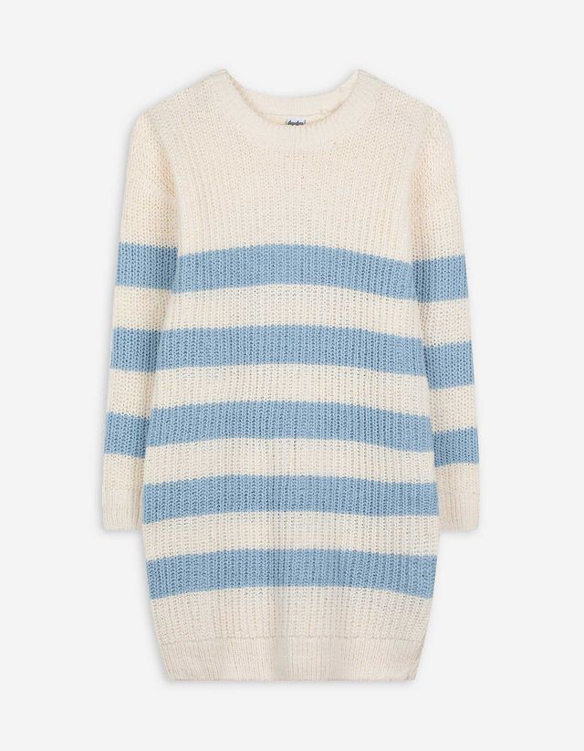 Longpullover - Streifen - wei&szlig;