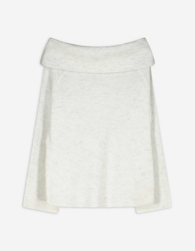 Strickpullover - Carmen-Ausschnitt - wei&szlig;