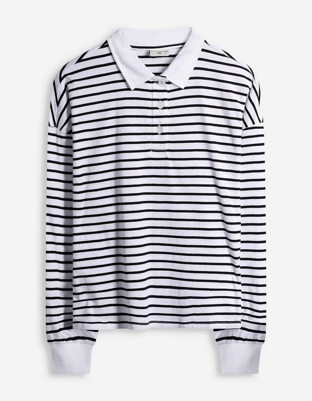 Poloshirt - Streifen - wei&szlig;