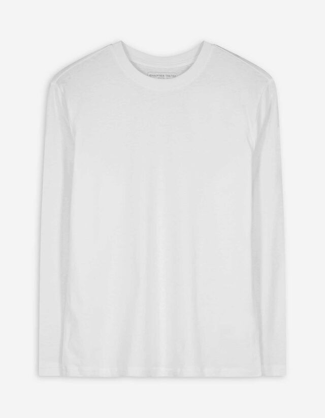 Langarmshirt - Baumwolle - wei&szlig;