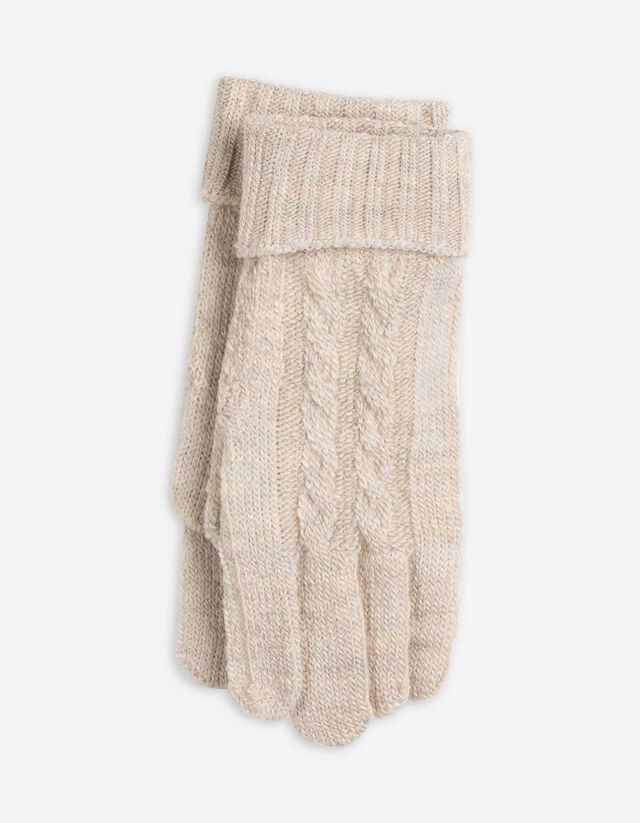 Handschuhe - Zopfstrick - beige