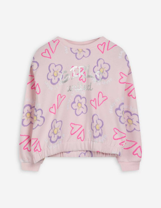 Sweatshirt - Allover-Print - rosa