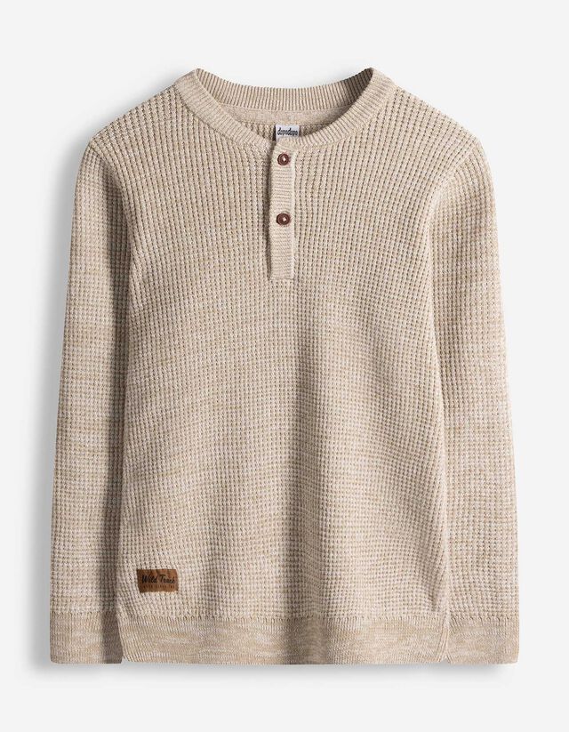 Pullover - Knopfleiste - beige