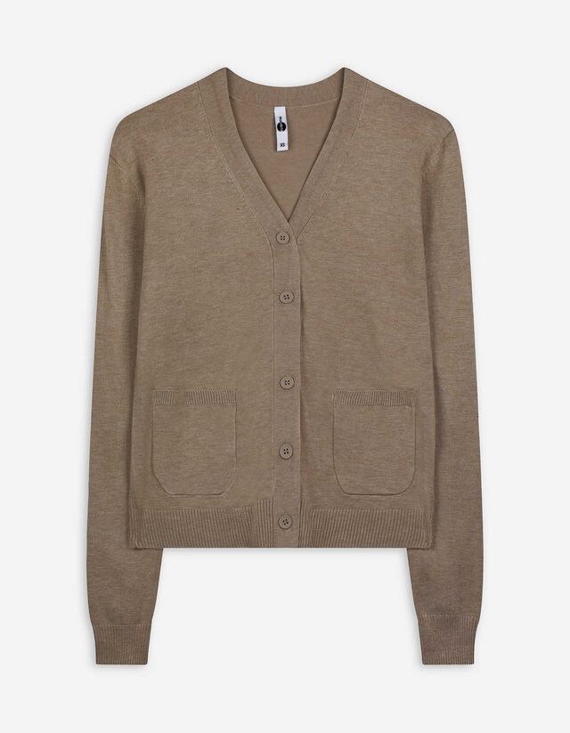 Strickjacke - Aufgesetze Taschen - dunkelgrau