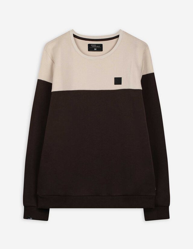 Sweatshirt - Color-Blocking - dunkelbraun