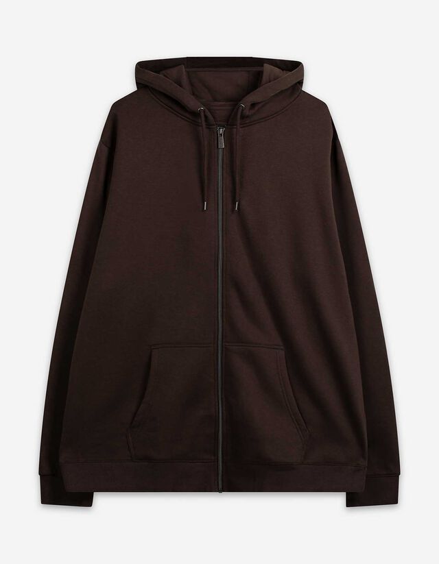 Sweatjacke - Kapuze mit Tunnelzug - dunkelbraun