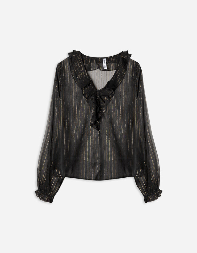 Bluse - Chiffon - schwarz