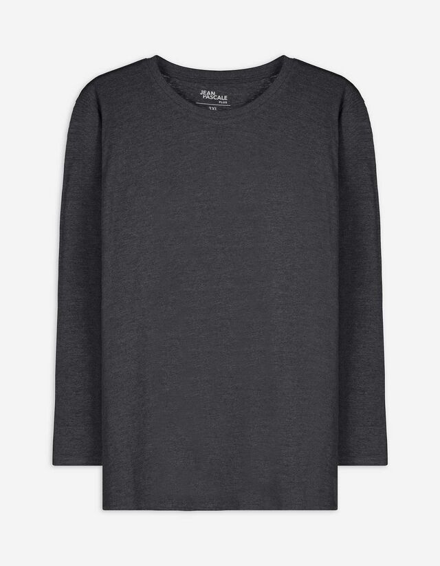 Langarmshirt - Baumwolle - dunkelgrau