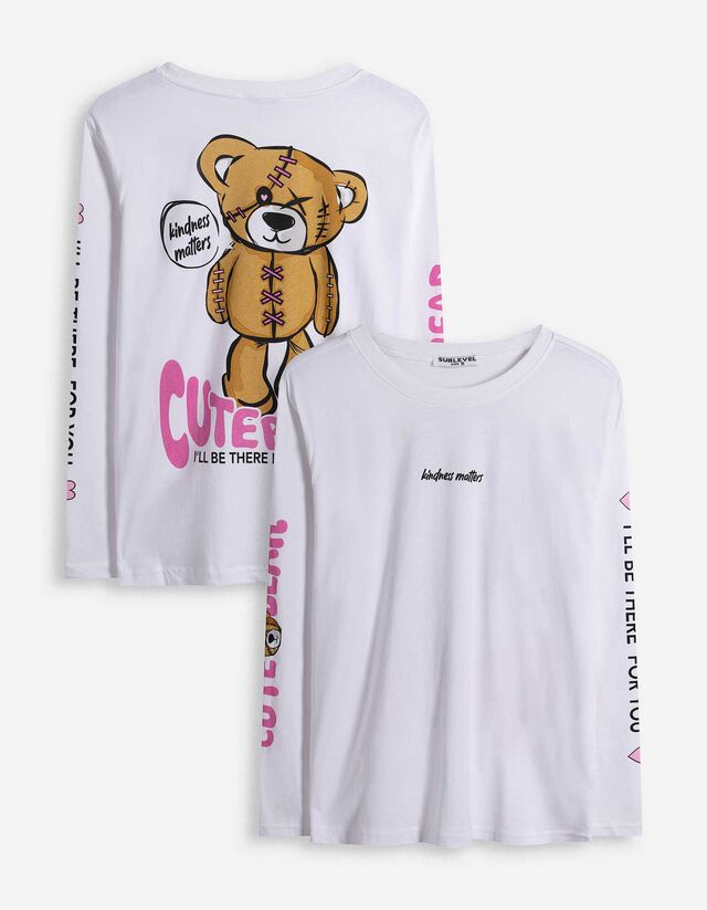 Langarmshirt - R&uuml;ckenprint - wei&szlig;