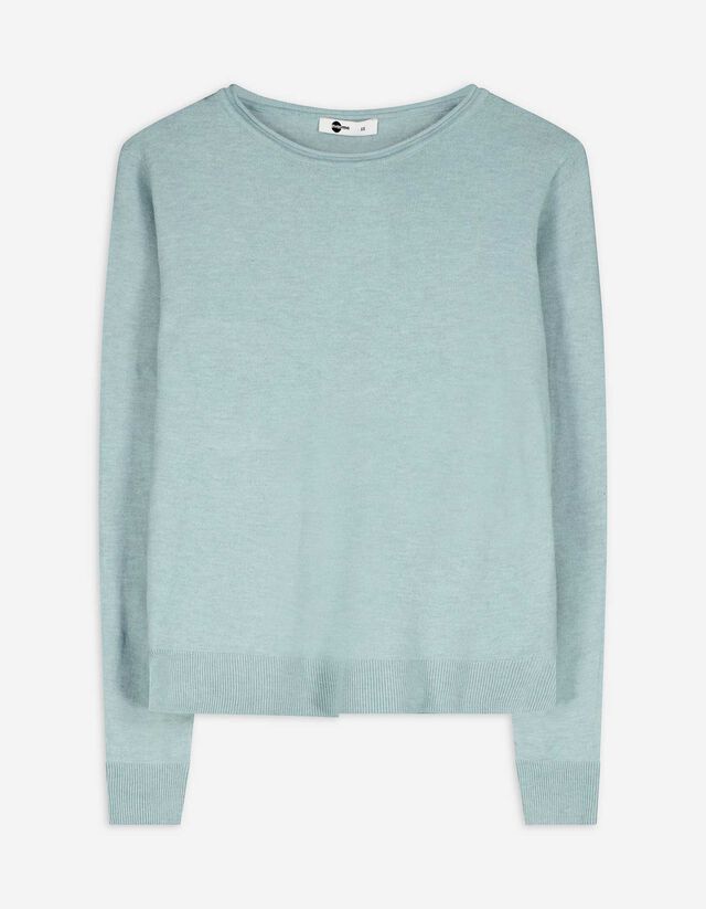 Strickpullover - Rundhals-Ausschnitt - t&uuml;rkis