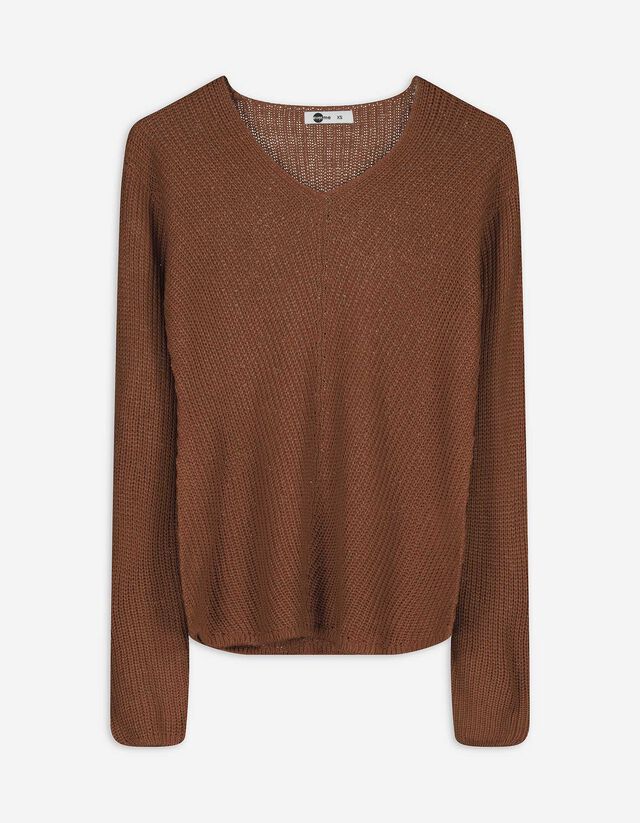 Strickpullover - einfarbig - braun
