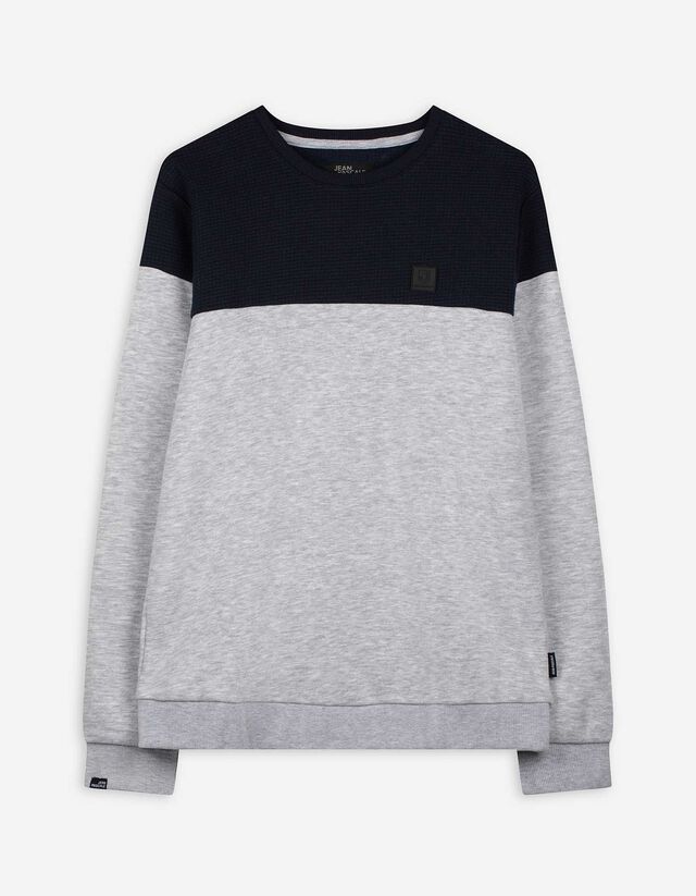 Sweatshirt - Color-Blocking - grau