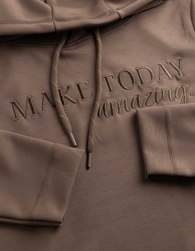 Langarmshirt - Messageprint - hellbraun