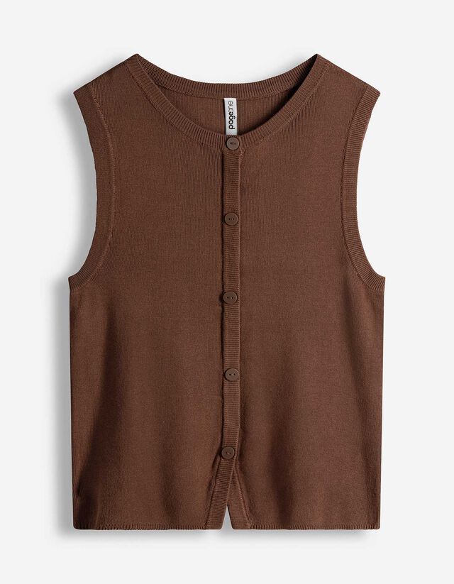 Stricktop - Knopfleiste - braun