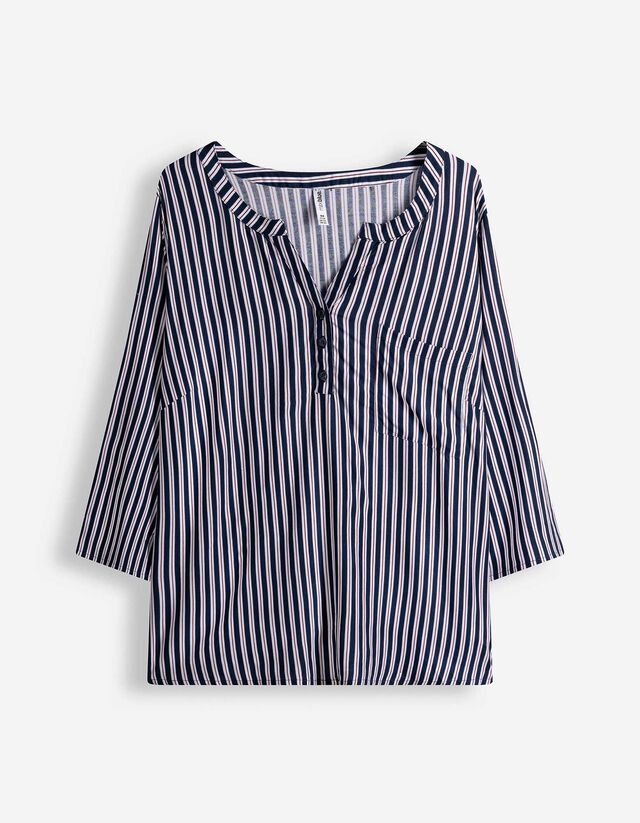 Bluse - Allover-Muster - dunkelblau
