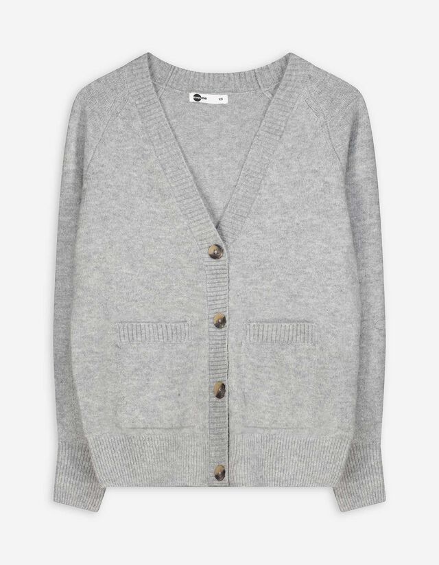 Strickjacke - Aufgesetze Taschen - grau