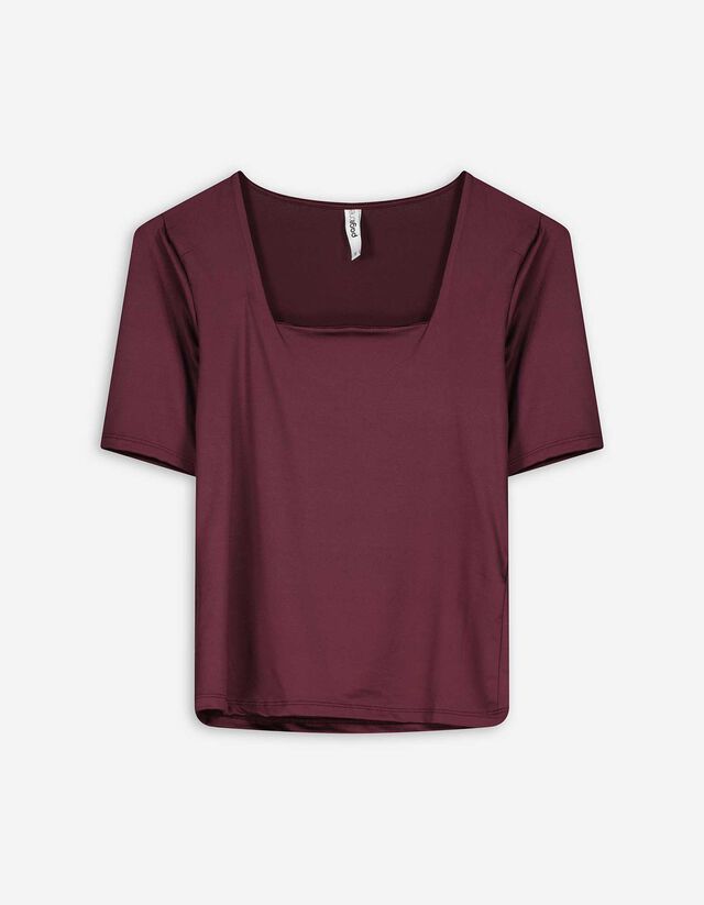 T-Shirt - Material-Mix - dunkellila