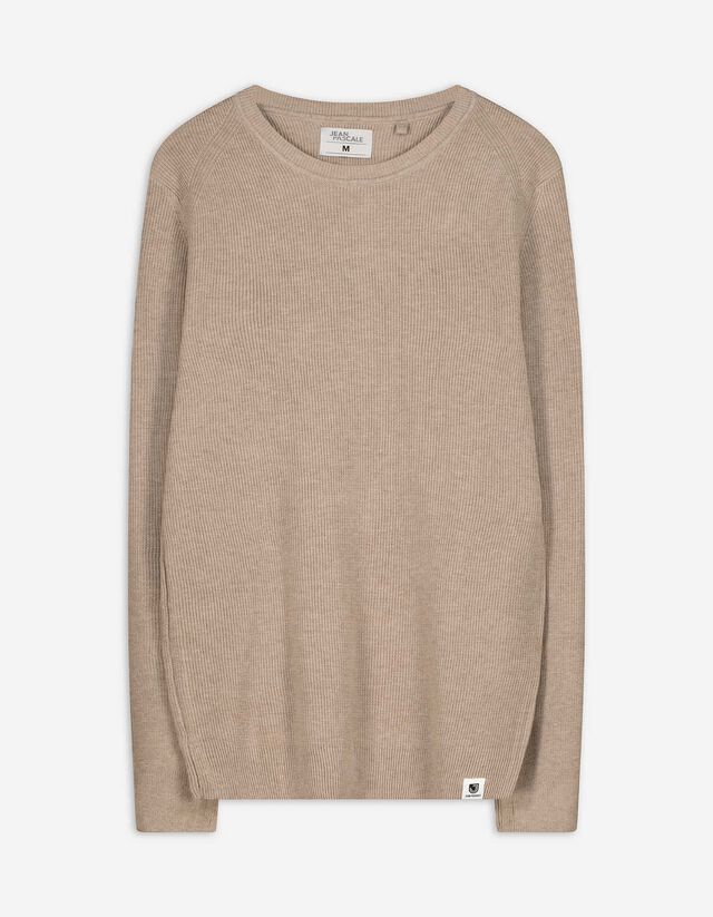 Pullover - Rundhals-Ausschnitt - beige