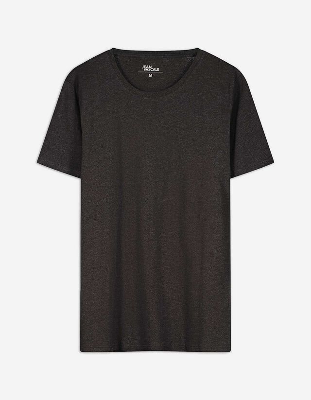 T-Shirt - Meliert - schwarz