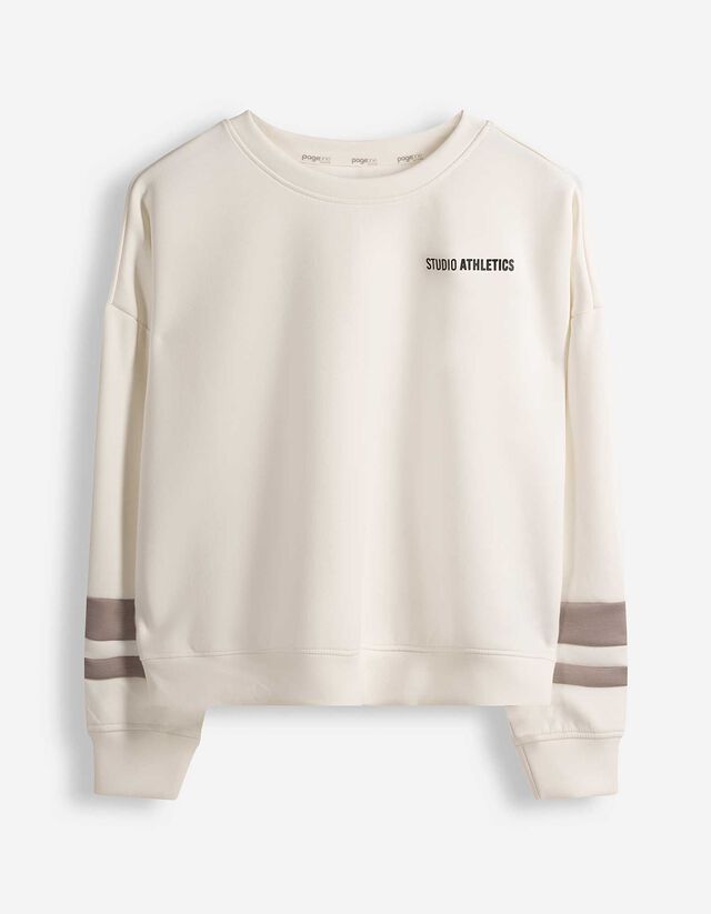 Sweatshirt - Kontrasteins&auml;tze - wei&szlig;