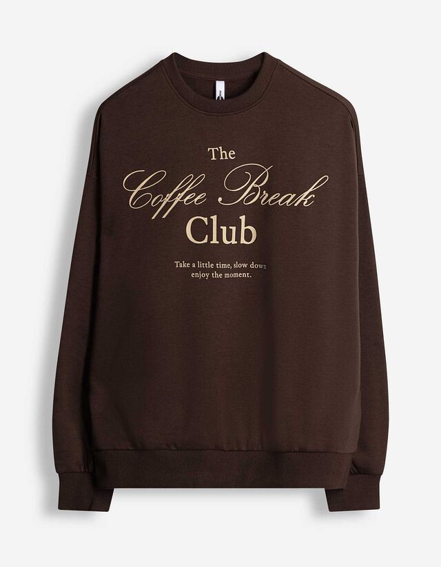 Sweatshirt - Frontprint - dunkelbraun