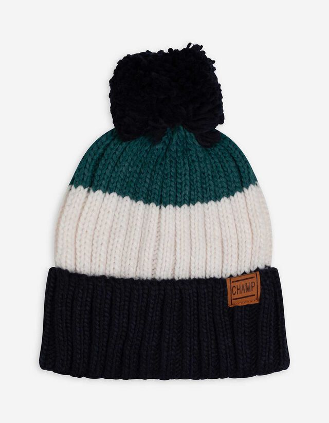 Pudelm&uuml;tze - Blockmuster - dunkelblau