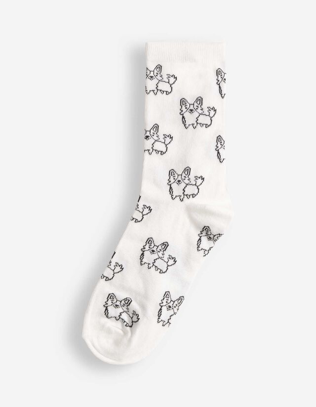 Socken - Allover-Muster - wei&szlig;