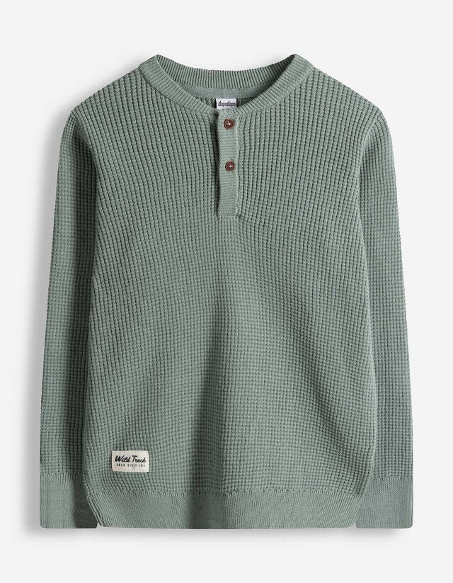 Pullover - Knopfleiste - gr&uuml;n