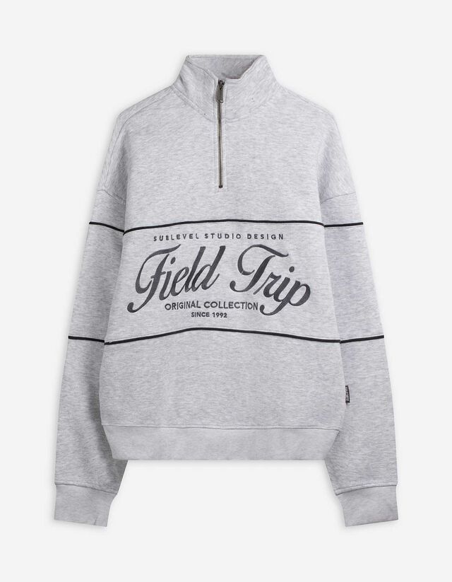 Sweatshirt - Troyer - hellgrau