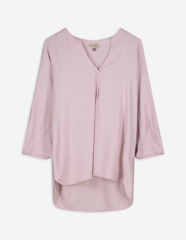 Blusenshirt - Leinen-Mix - rosa