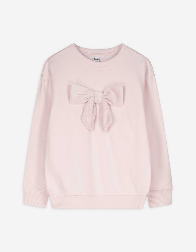 Sweatshirt - Schleifenapplikation - rosa