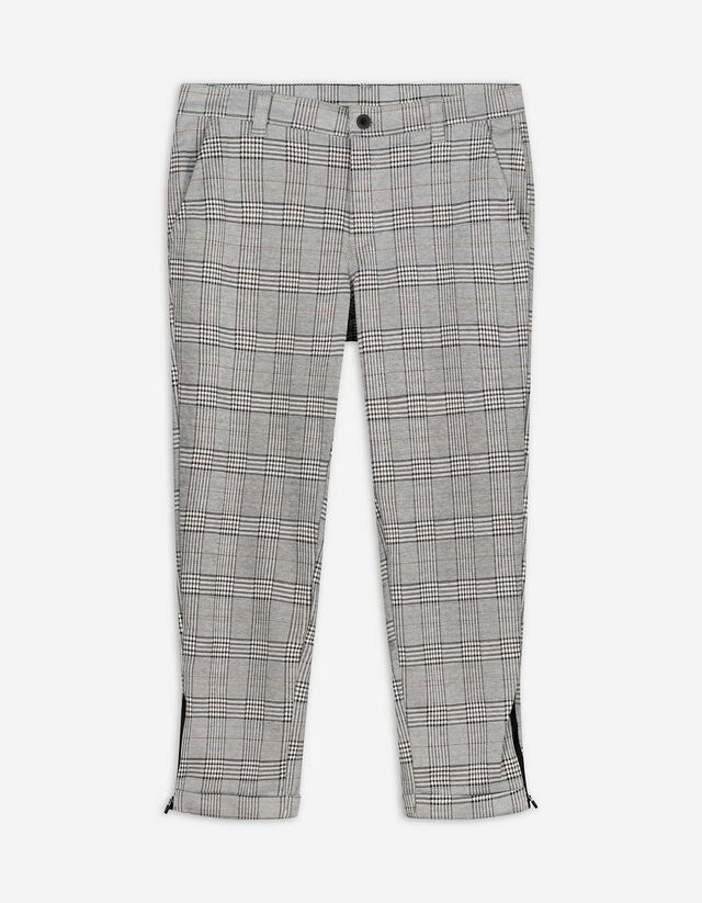 Chinohose - Glencheck - hellgrau