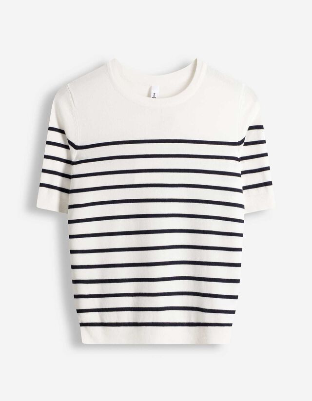 Pullover - Streifen - wei&szlig;