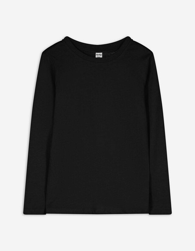 Langarmshirt - Baumwolle - schwarz