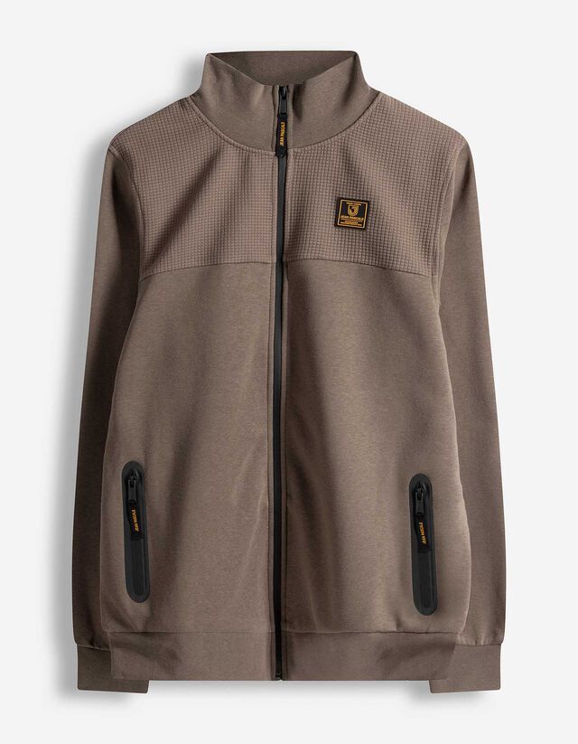 Sweatjacke - Stehkragen - hellbraun