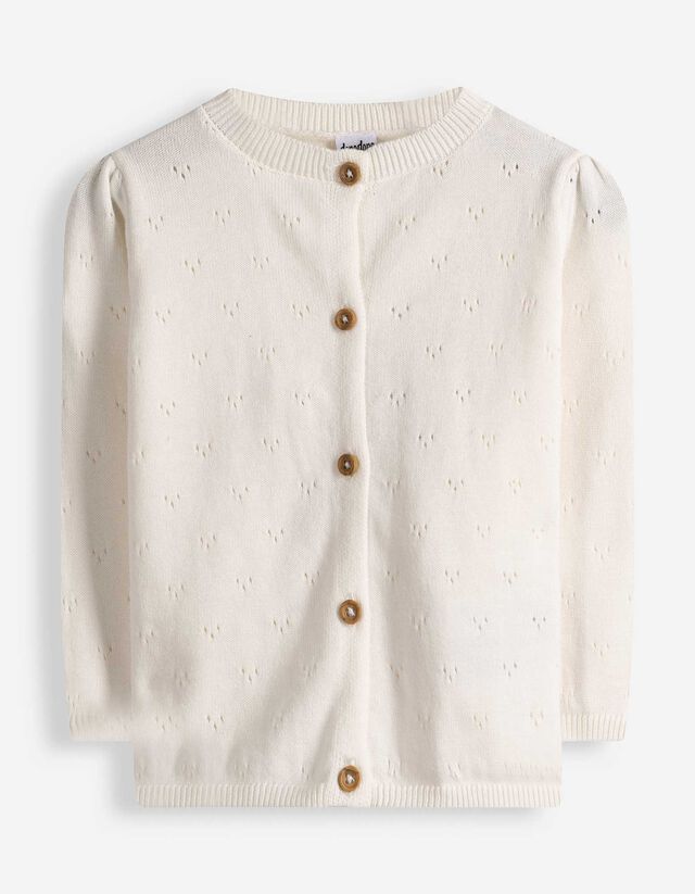 Strickjacke - Baumwolle - wei&szlig;