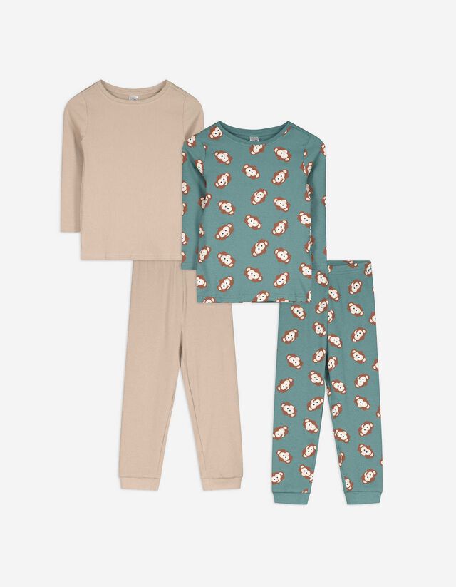 Pyjama Set aus Langarmshirt und Hose- 2er-Pack - bronzefarben